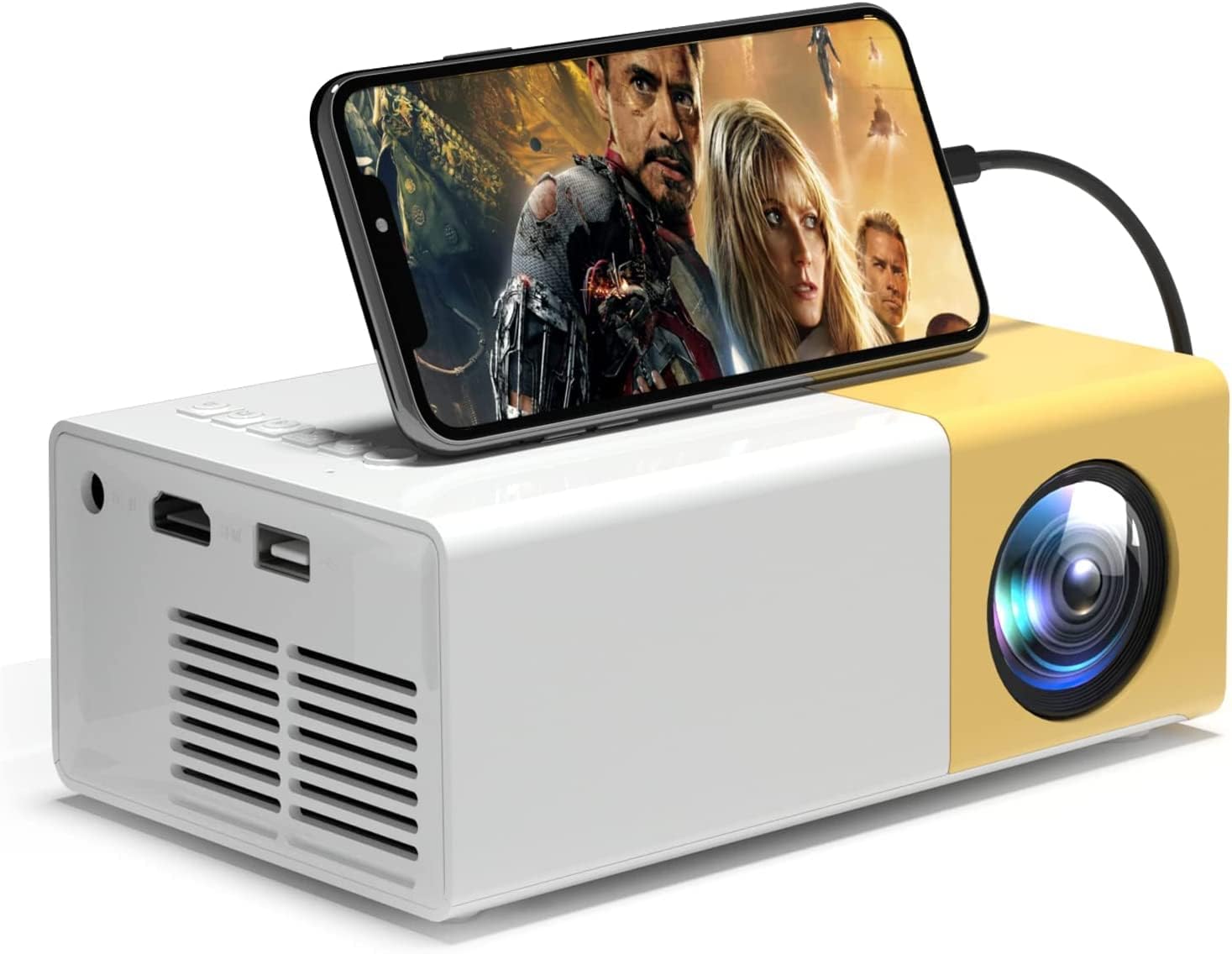 Mini proyector portátil Proyector LED de alta definición 1080P Proyector de  películas de cine en casa para IOS para computadora portátil Android Blanco  Enchufe de EE. UU.