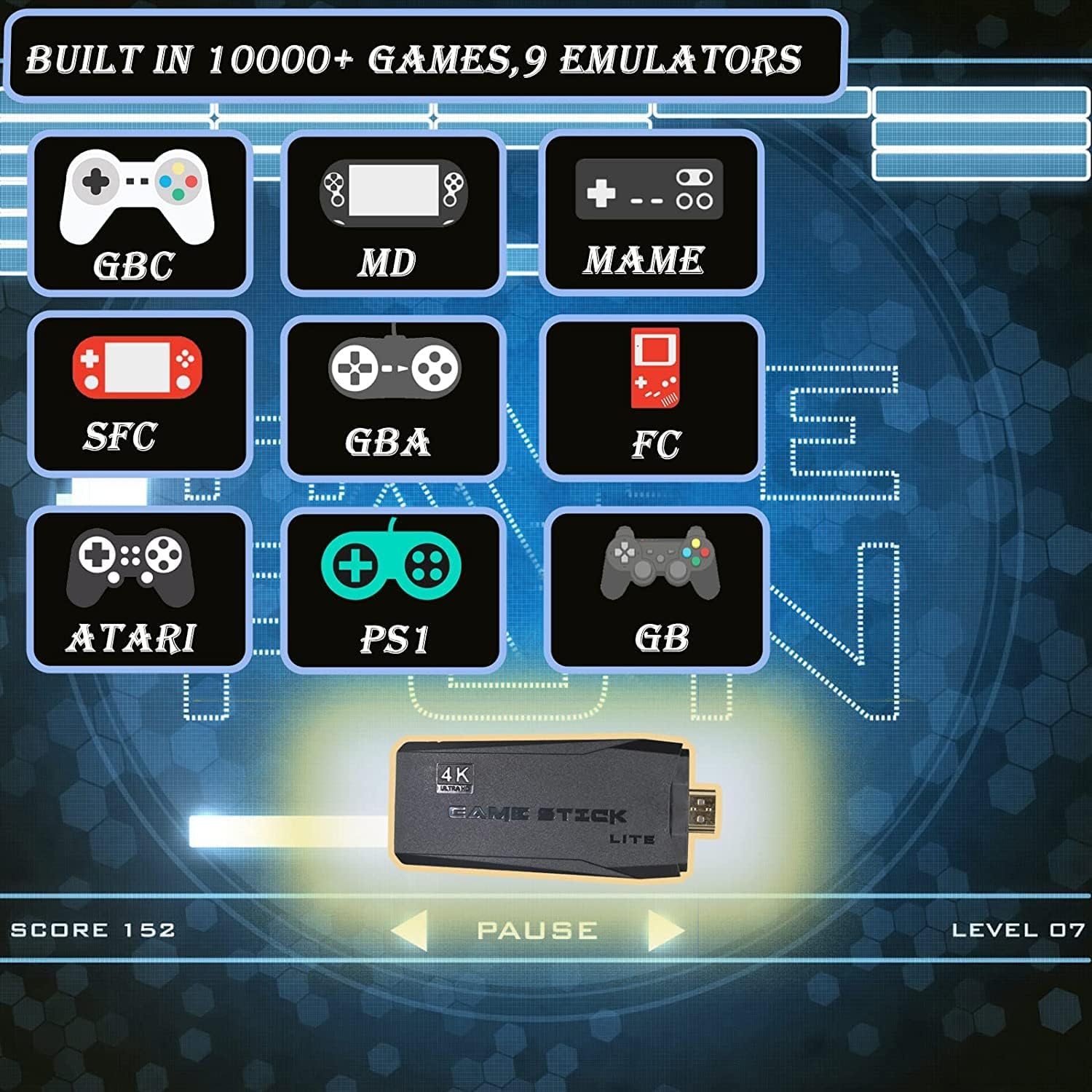 Consola Retro Arcade, Consola de Videojuegos Wireless Plus Game