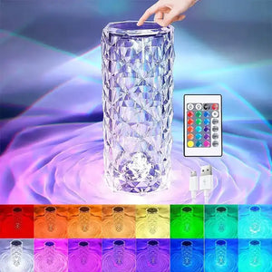 Lámpara de mesa LED de diamantes con 16 colores - Luz ambiental recargable - Control táctil y control remoto