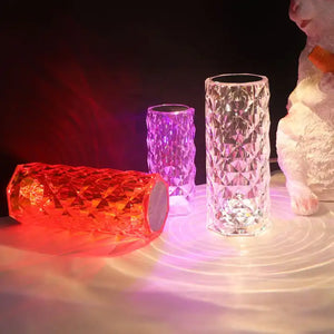 Lámpara de mesa LED de diamantes con 16 colores - Luz ambiental recargable - Control táctil y control remoto