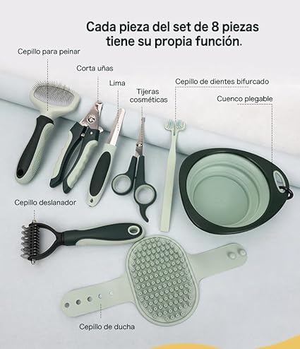 "Set Premium de Cuidado para Mascotas: 8 Piezas Esenciales para la Felicidad de tu Compañero"